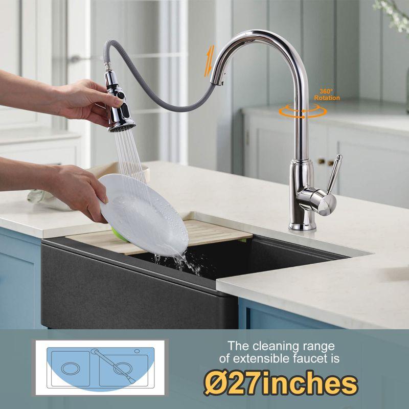 WOWOW Single-Handle Pull-Down Sprayer Kitchen Faucet