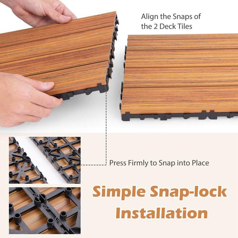 Costway 18/36 PCS Interlocking Deck Tiles Anti-slip Floor Tiles for Poolside All Weather Brown