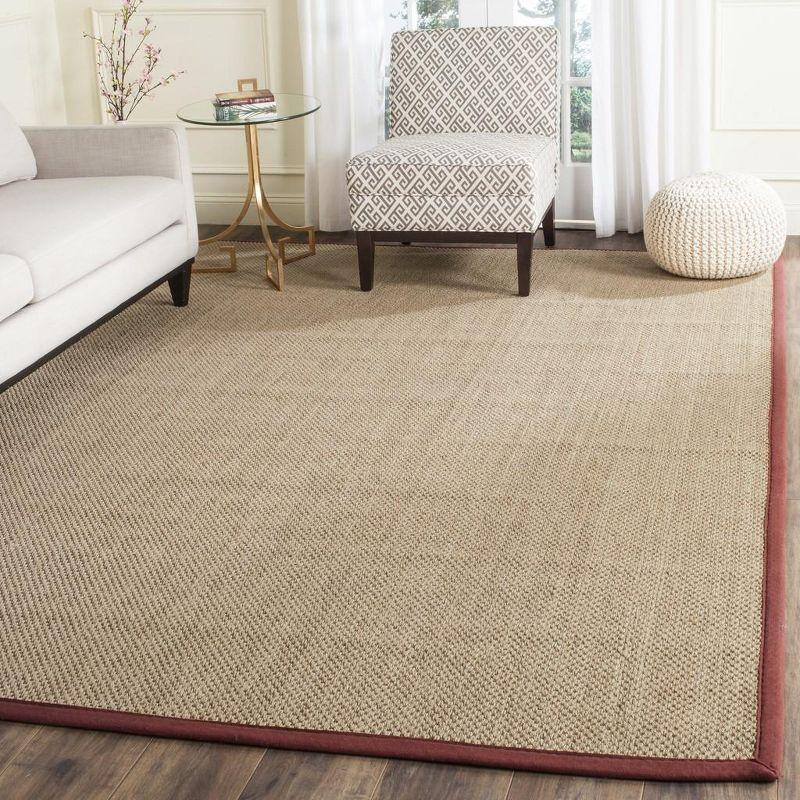 Natural and Red Flat Woven Wool Cotton Area Rug