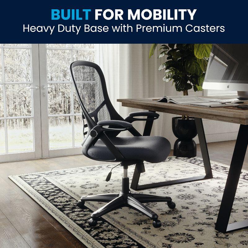 Flash Furniture Porter High Back Dark Gray Mesh Ergonomic Swivel Office Chair with Black Frame and Flip-up Arms