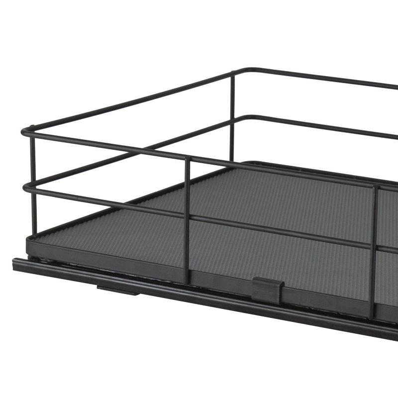 Organize It All 13.8"x20" Slide Out Shelf Organizer: Steel Kitchen Cabinet Storage, Black, 4.5" Height, 16.16 lbs