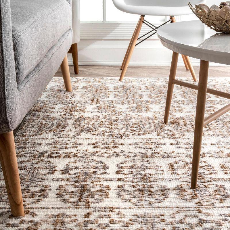 Florence Beige Rectangular Synthetic Stain-Resistant Area Rug