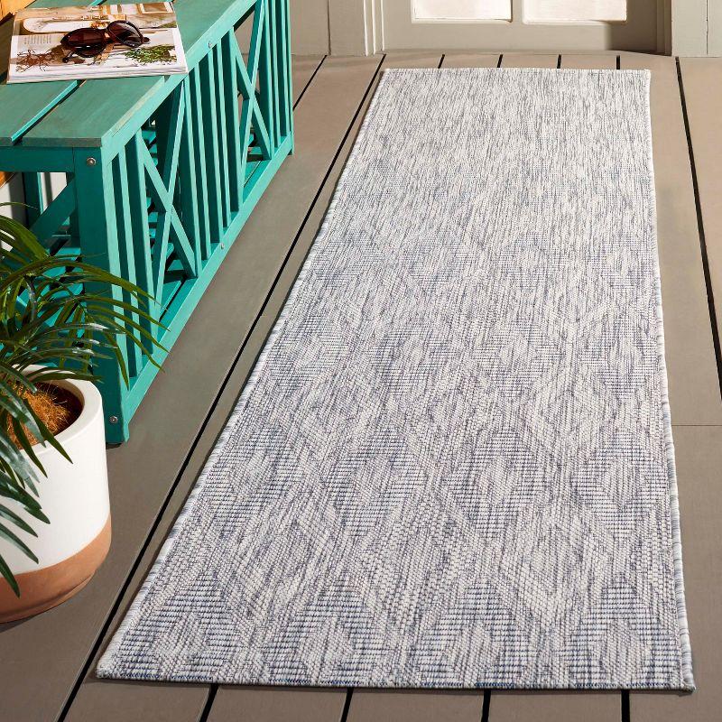 Courtyard CY8522 UV & Stain Resistant Non-Shedding Power Loomed Indoor/Outdoor Runner Rug - Grey/Grey - 2'3"x20' - Safavieh