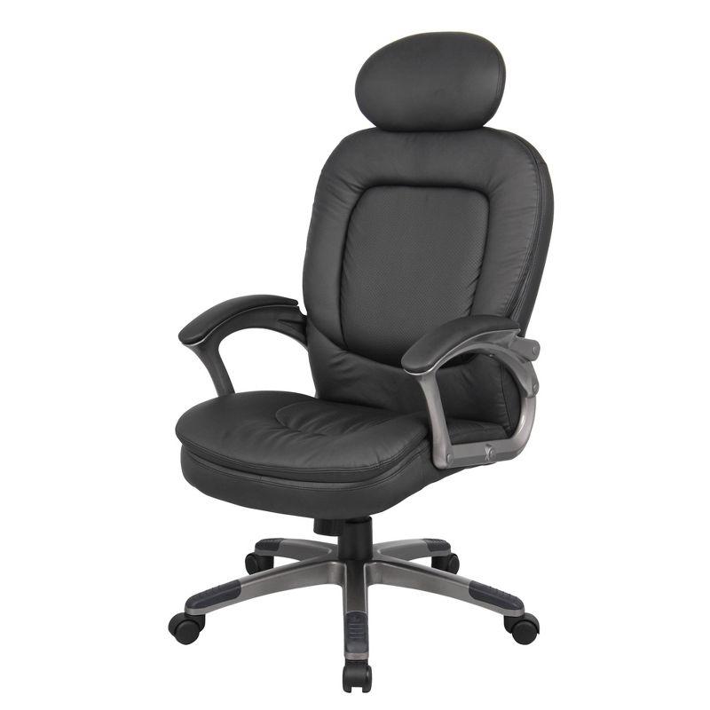 Executive Pillow Top Chair with Headrest Black - Boss Office Products: Ergonomic, Swivel, Metal Frame, 275 lb Capacity