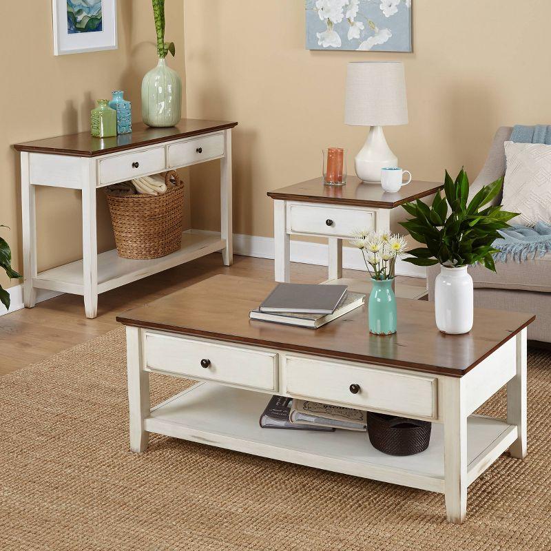 Charleston End Table Off White/Chestnut - Buylateral: Mid-Century Modern Design, Drawer & Fixed Shelf