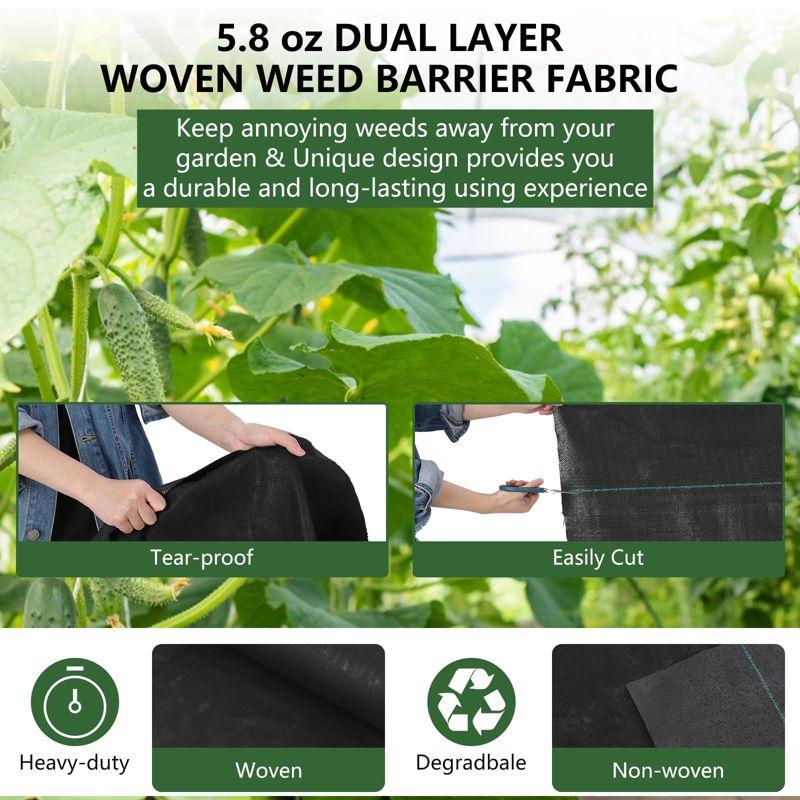 WhizMax Woven Landscape Fabric, Weed Fabric Barrier, Double Layer, Garden Fabric Weed Barrier, Weed Control Fabric Ground Cover