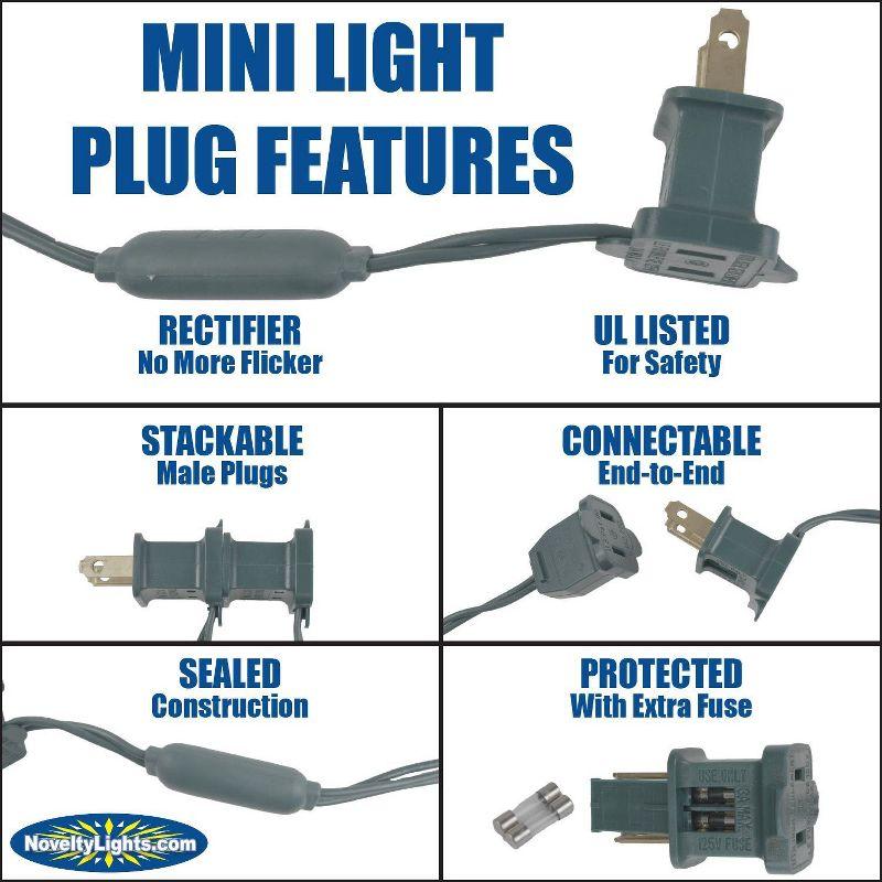 Novelty Lights Warm White LED Christmas String Lights 50 Mini Bulbs (Green Wire, 17 Feet)