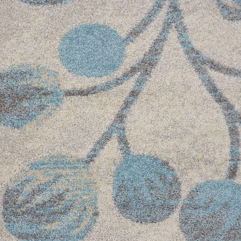 Nourison Tranquil 8'10" X 11'10" (9' x 12') Ivory/Turquoise Area Rug Contemporary Botanical Vine and Bloom by Nourison