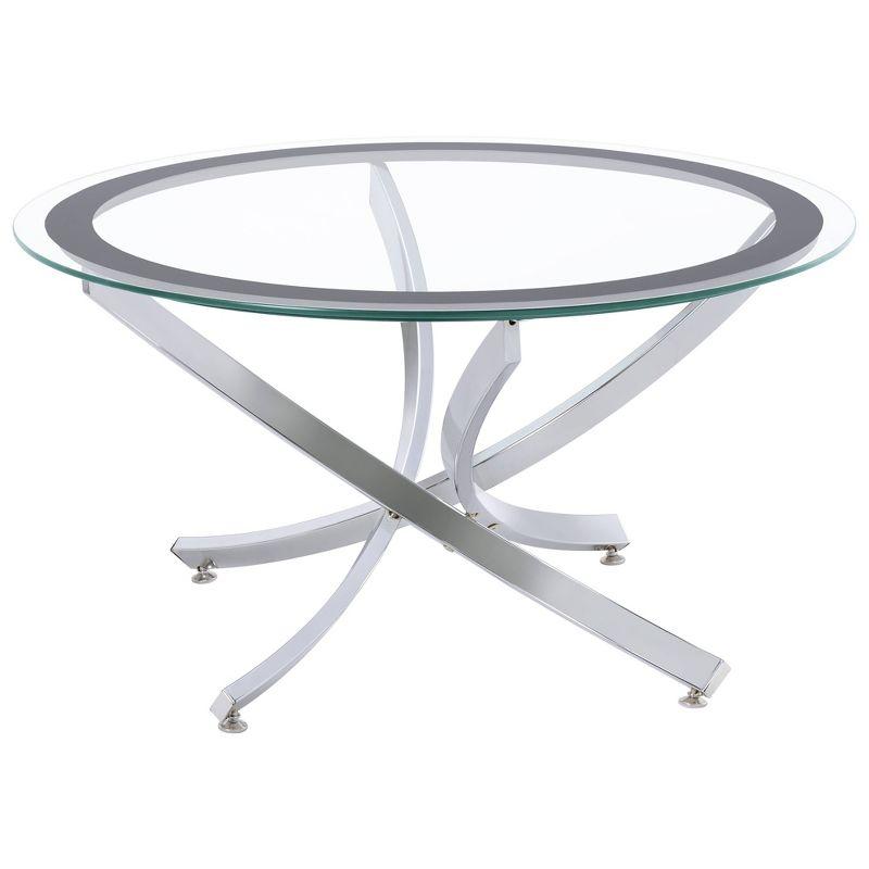 Brooke Round Chrome Metal Coffee Table with Glass Top