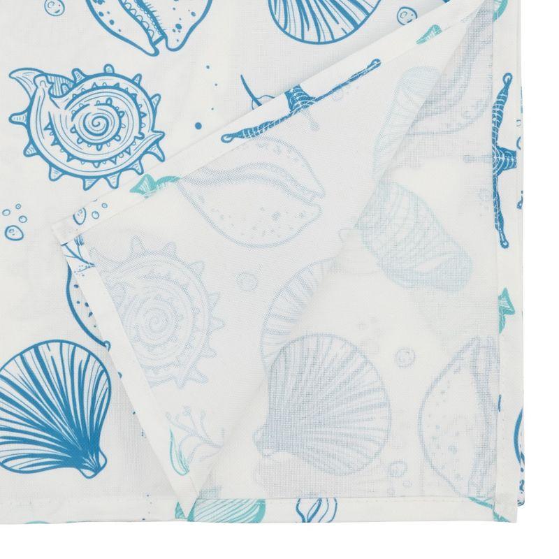 Blue Seashell Design Polyester Table Runner