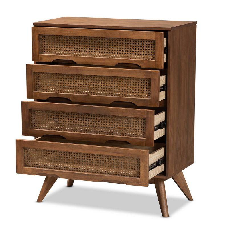 Barrett Wood & Synthetic Rattan Chest: 4-Drawer Storage for Bedroom - Baxton Studio