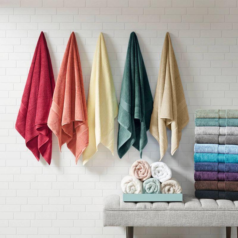 8pc Cotton Bath Towel Set Brown: Madison Park, Heavyweight Terry, OEKO-TEX Certified