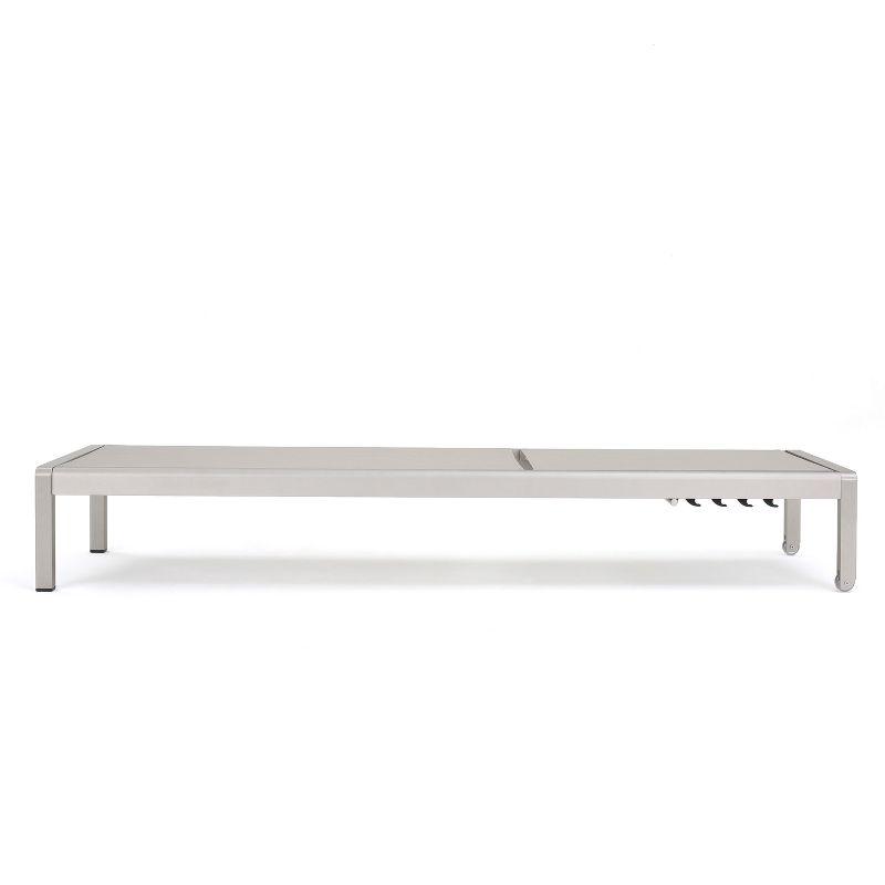 GDFStudio Cape Coral Outdoor Mesh and Aluminum Armless Adjustable Chaise Lounges (Set of 4), Gray/Siver