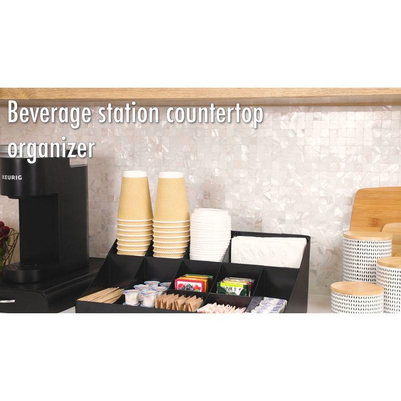 Mind Reader Cup and Condiment Station with Napkin Organizer Black: Coffee Station Organizer & Accessories