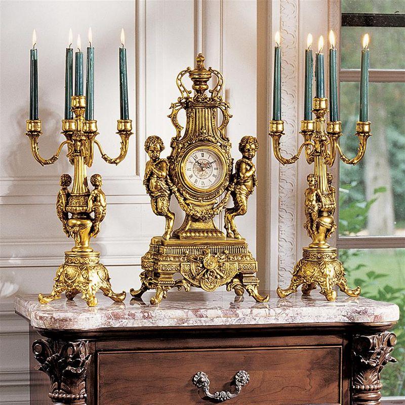 Grande Chateau Antique Gold Resin Rococo Candelabra Set