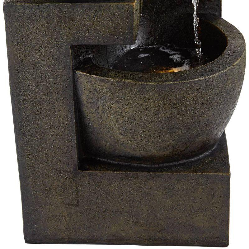 John Timberland Outdoor Floor Water Fountain with Light LED 41 1/2" High Cascading Bowls for Yard Garden Patio Deck Home