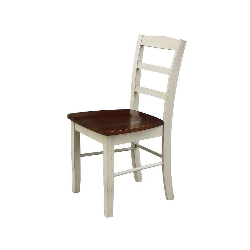 Set of 2 Madrid Ladderback Chairs Antiqued Almond/Espresso - International Concepts: Solid Wood, Unupholstered, Spot Clean