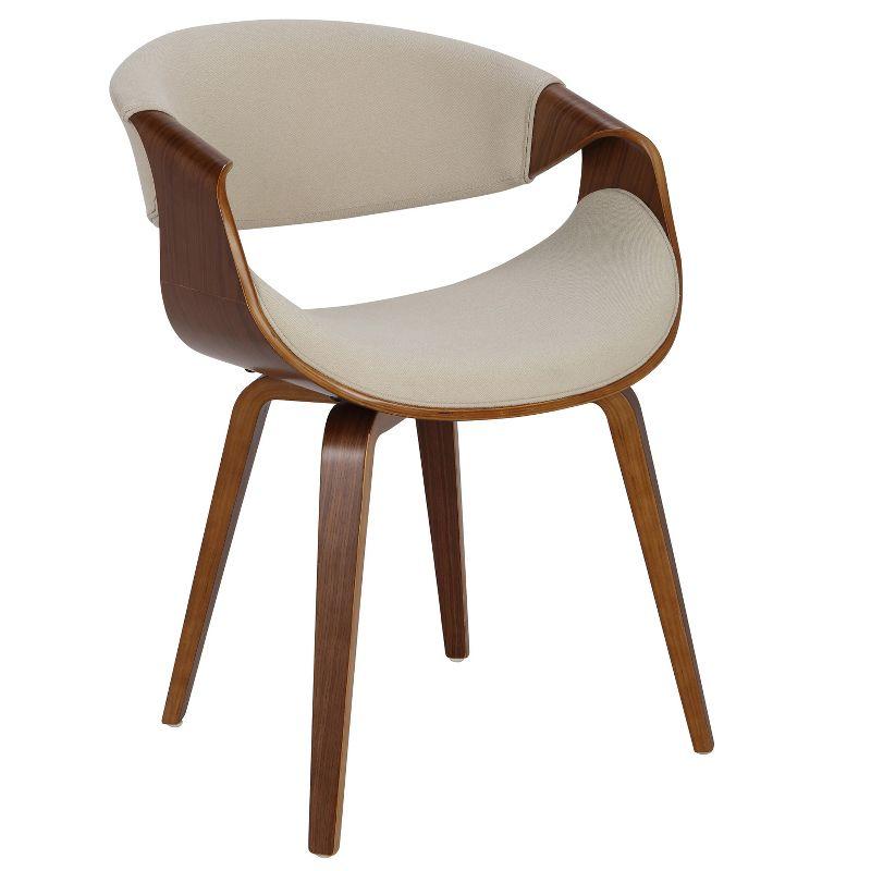 Curvo Mid-Century Modern Dining Accent Chair Cream - Lumisource: Upholstered, Wood Legs, Polyester