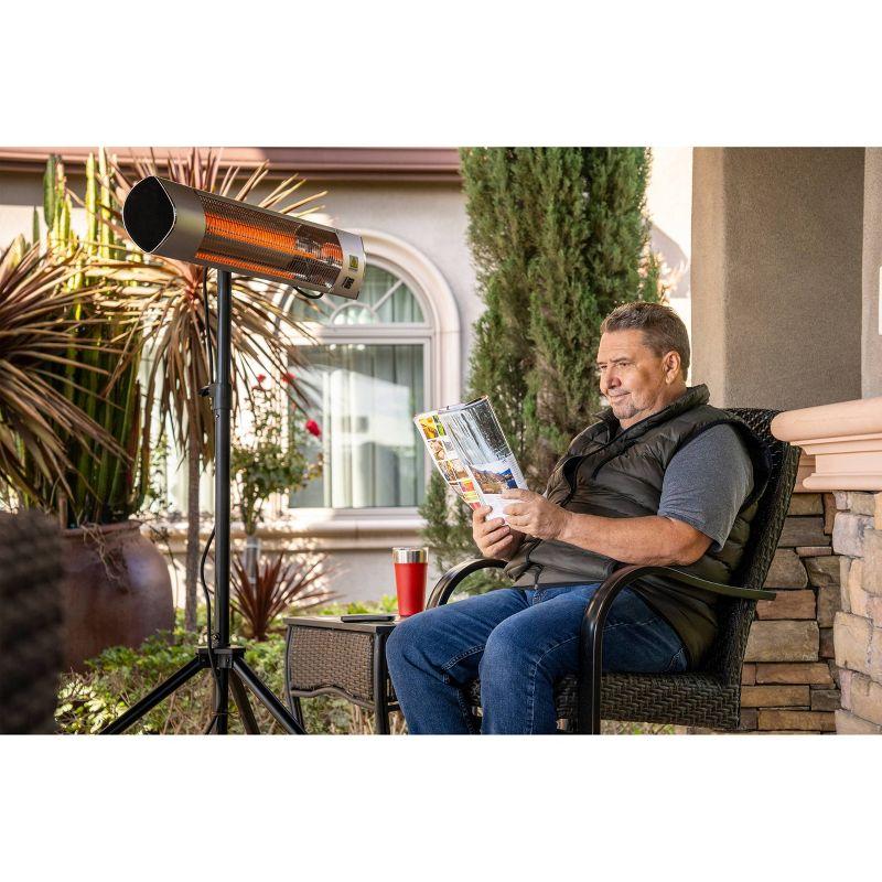 Kenmore Carbon Infrared 1500W Electric Patio Heater with Tripod & Remote Silver: Indoor/Outdoor Use, 130 Sq Ft Coverage