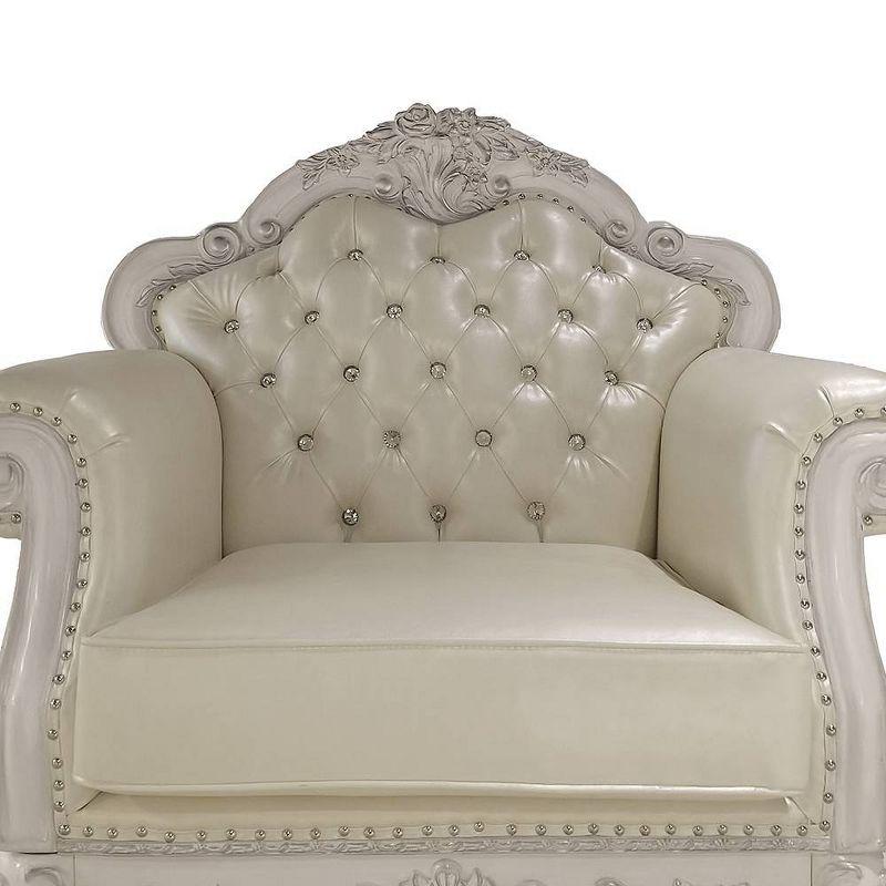 44.8" Dresden Accent Chair Leather Aire/Bone White Finish - Acme Furniture: No Assembly, Tufted Back