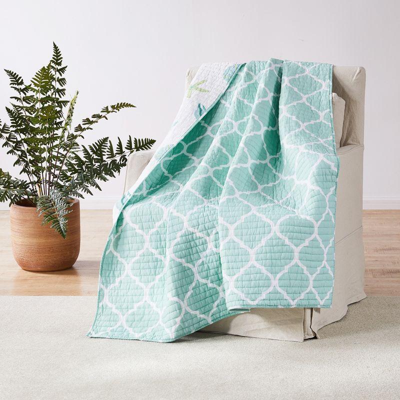 Del Ray Coastal-Inspired Reversible Quilted Throw, 50x60 in, White & Blue