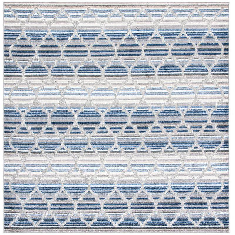 Cabana CBN333 Power Loomed UV Resistant Indoor/Outdoor Accent Rug - Blue/Grey - 3'x3' - Safavieh
