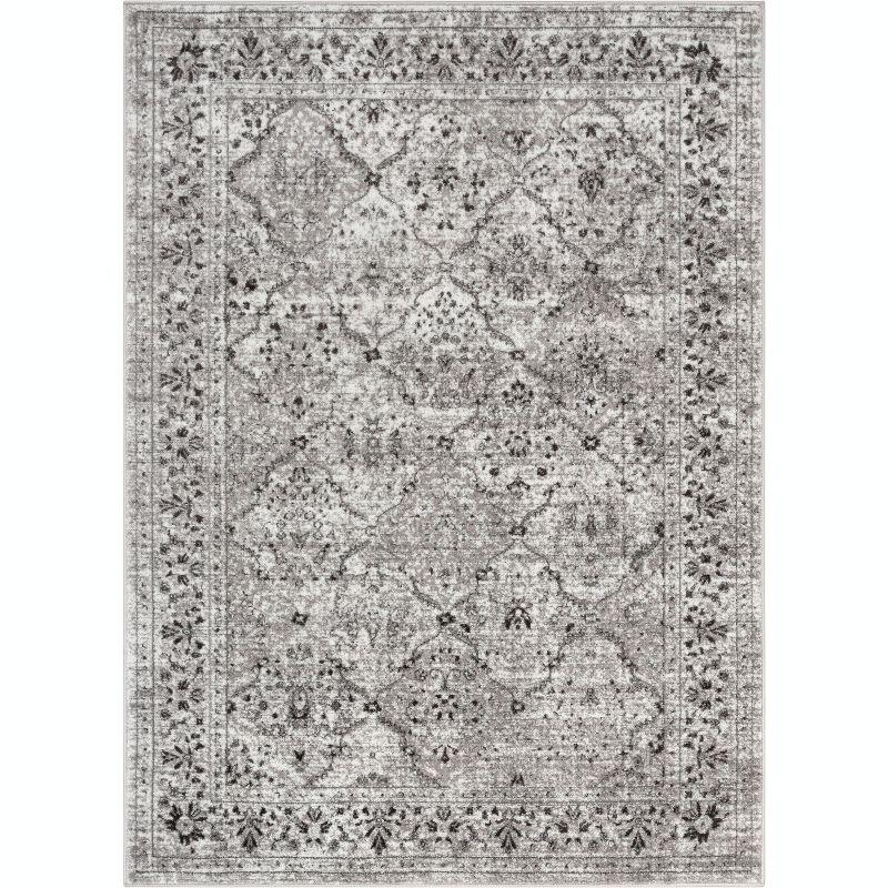 Off-White Polypropylene Oriental 8' x 10' Area Rug