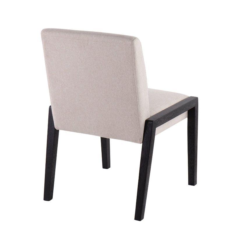 Carmen Beige Fabric and Black Wood Velvet Dining Chairs - Set of 2