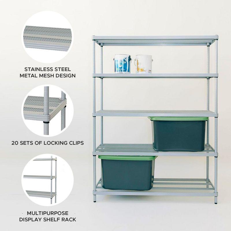 Design Ideas MeshWorks 5 Tier Full-Size Metal Storage Shelving Unit Rack