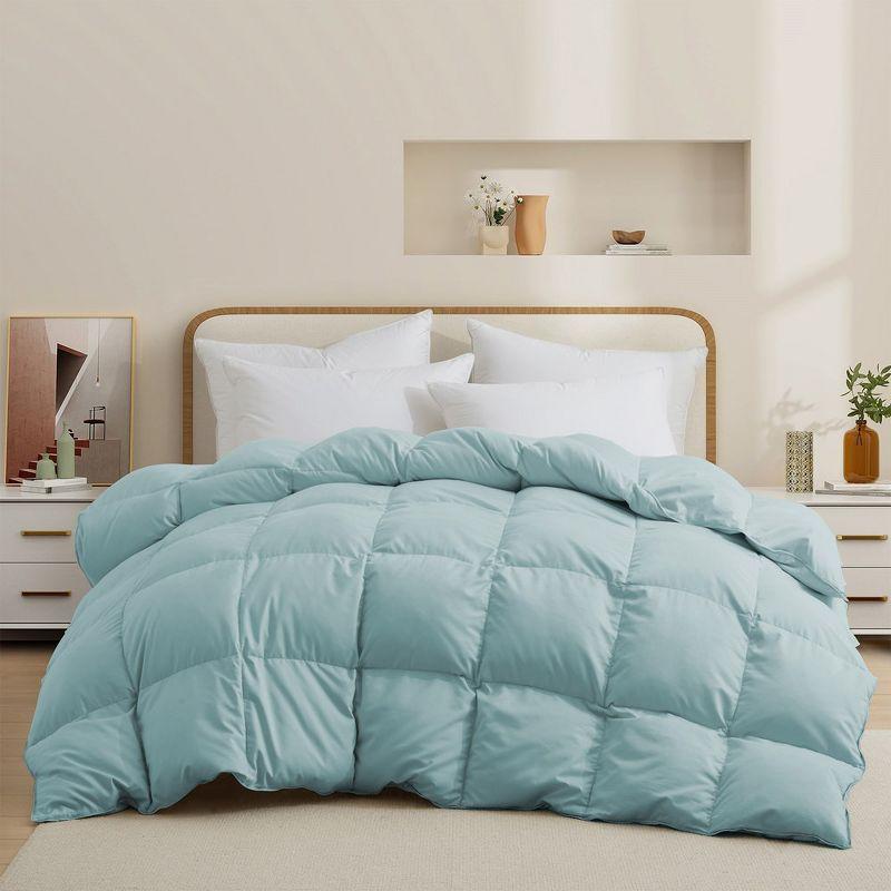 Peace Nest Medium Weight White Goose Down Comforter Duvet Insert Soft 360 Thread Count Fabric, Blue, King