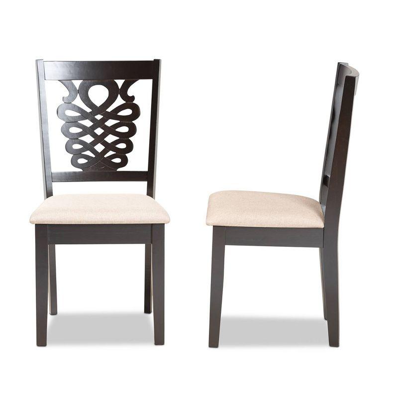 2pc Gervais Dining Chairs Set Brown - Baxton Studio: High Weight Capacity, Polyester Upholstery, Wood Frame