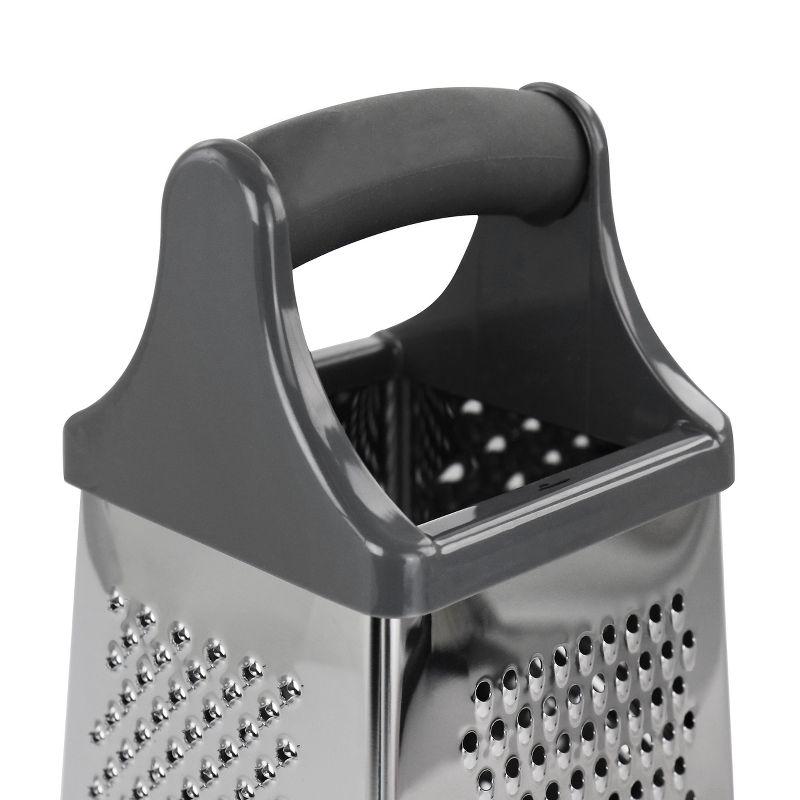 Stainless Steel Four Sided Box Grater with Rubber Base