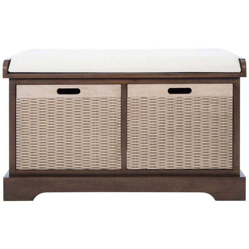 Landers 2 Drawer/Cushion Storage Bench - Brown - Safavieh