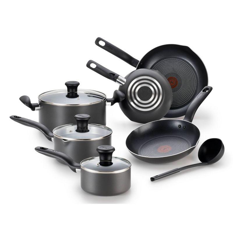 T-fal 10-Piece Nonstick Aluminum Cookware Set in Black