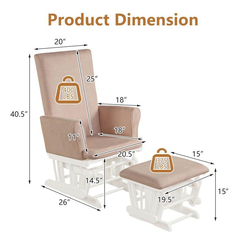 Costway Baby Nursery Relax Rocker Rocking Chair Glider & Ottoman Set w/Cushion Pink