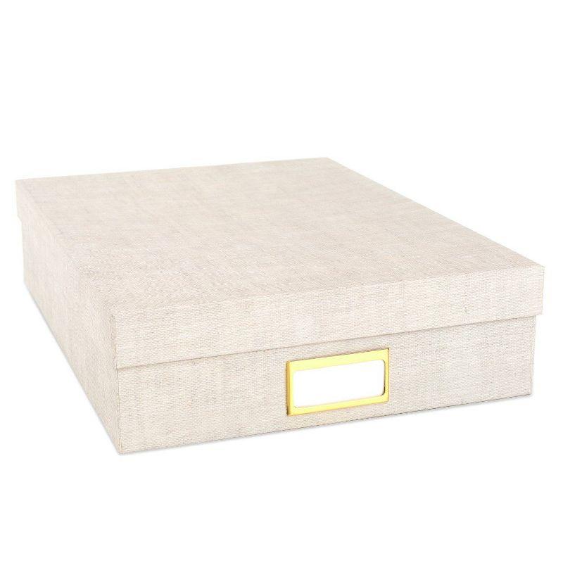 Sugar Paper Essentials Paper File Box Flax: File Organizer & Storage Bin, Beige Paperboard, 13.625" x 10.125" x 3.375"