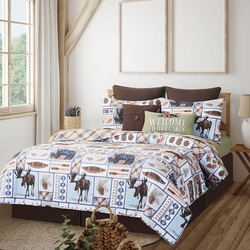 Oakley Lodge Brown Cotton Reversible Full Quilt Set