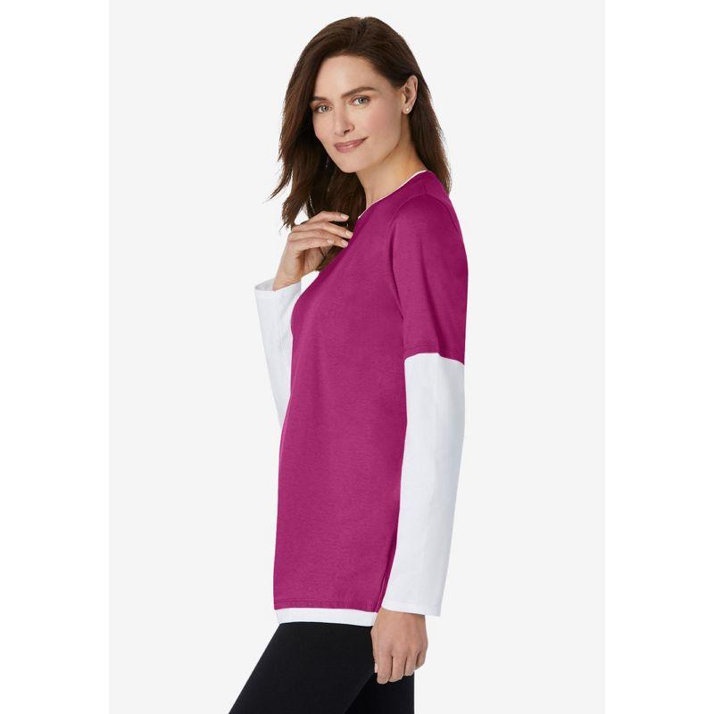 Woman Within Women's Plus Size Layered-Look Crewneck Tee