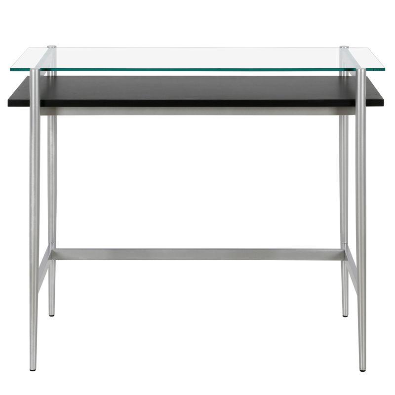 36" Silver Desk with Black Woodgrain Shelf - Henn&Hart