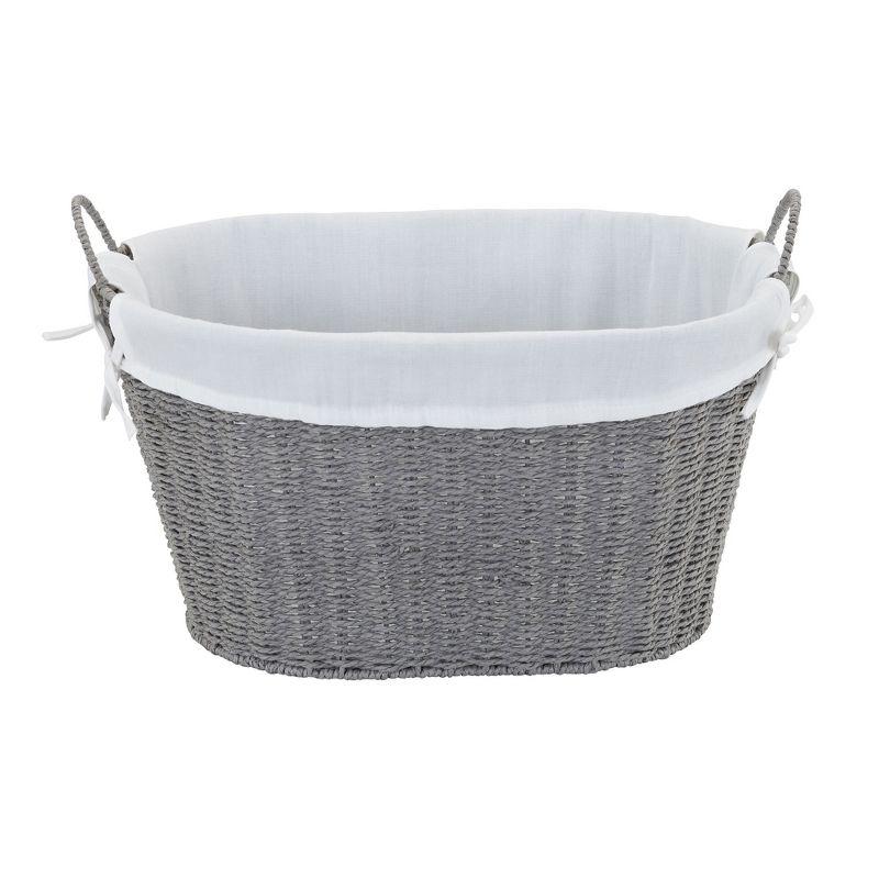 Woven Laundry Basket with Handles and Liner, Gray Paper Rope Laundry Basket
