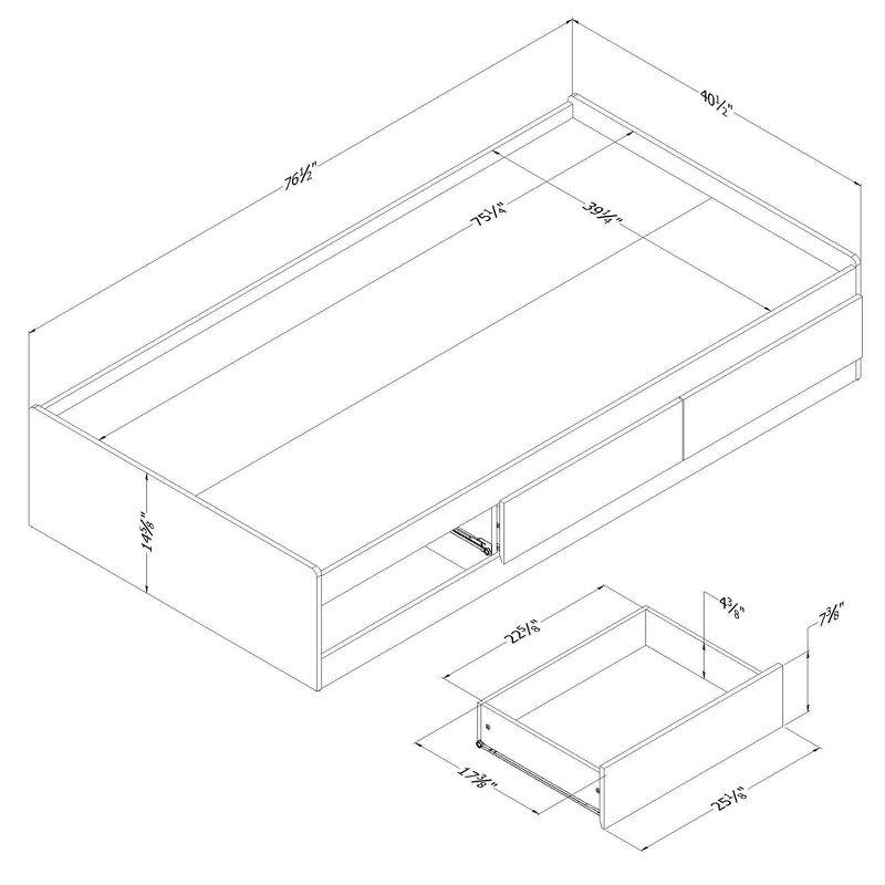 Step One Essential 3 Drawer Mate's & Captain's Standard Bed by South Shore