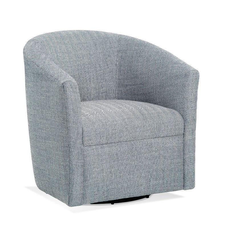 Comfort Pointe Lynton Swivel Accent Chair Indigo/Off White: Upholstered, No Assembly, Wood Legs