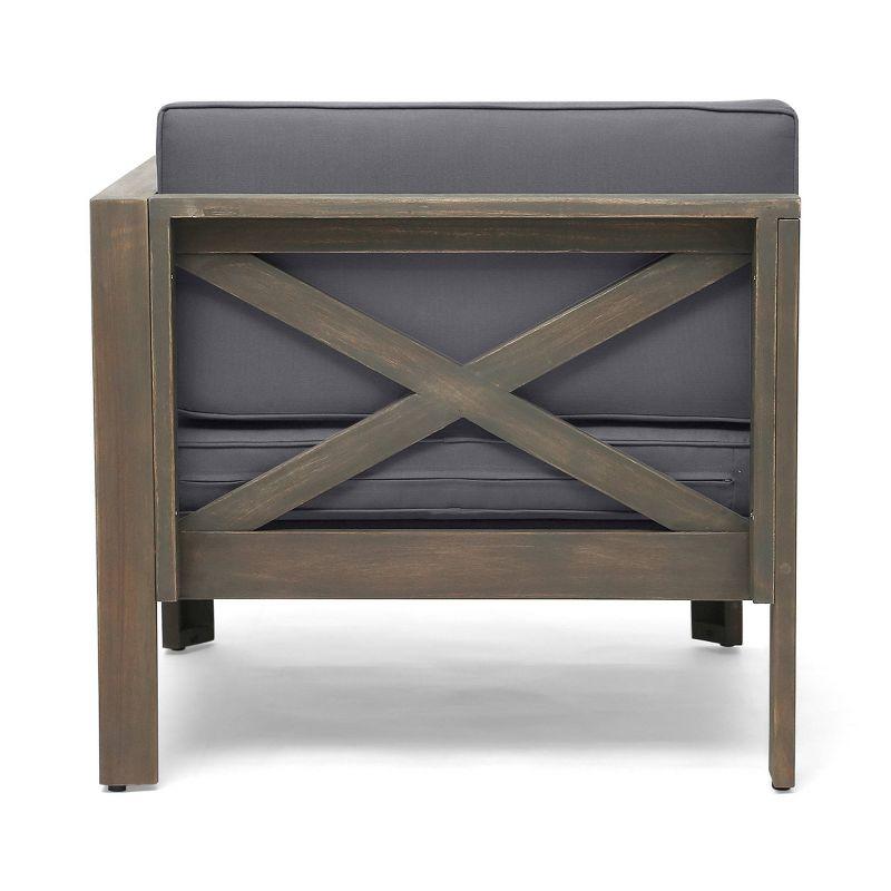 Summertime Elegance Acacia Wood 5pc Outdoor Sofa Set in Dark Gray