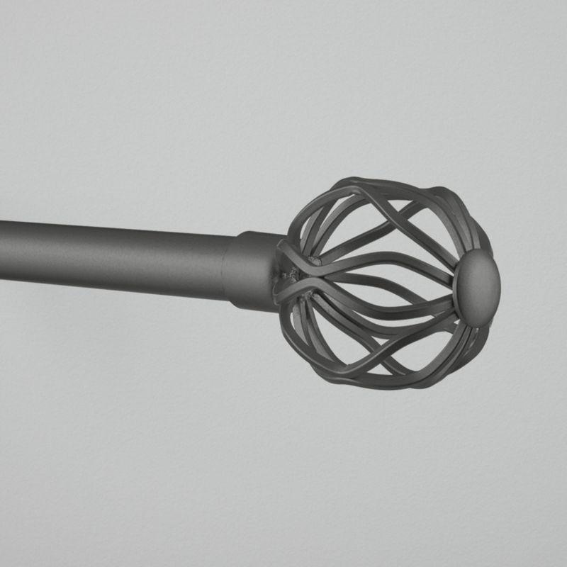 EXCLUSIVE HOME Ogee 1" Curtain Rod and Coordinating Finial Set, Gunmetal, Adjustable 36"-72"