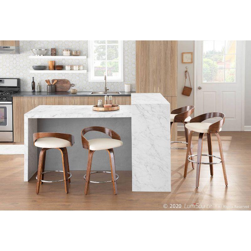 Cream Swivel Wood Counter Height Barstool Set