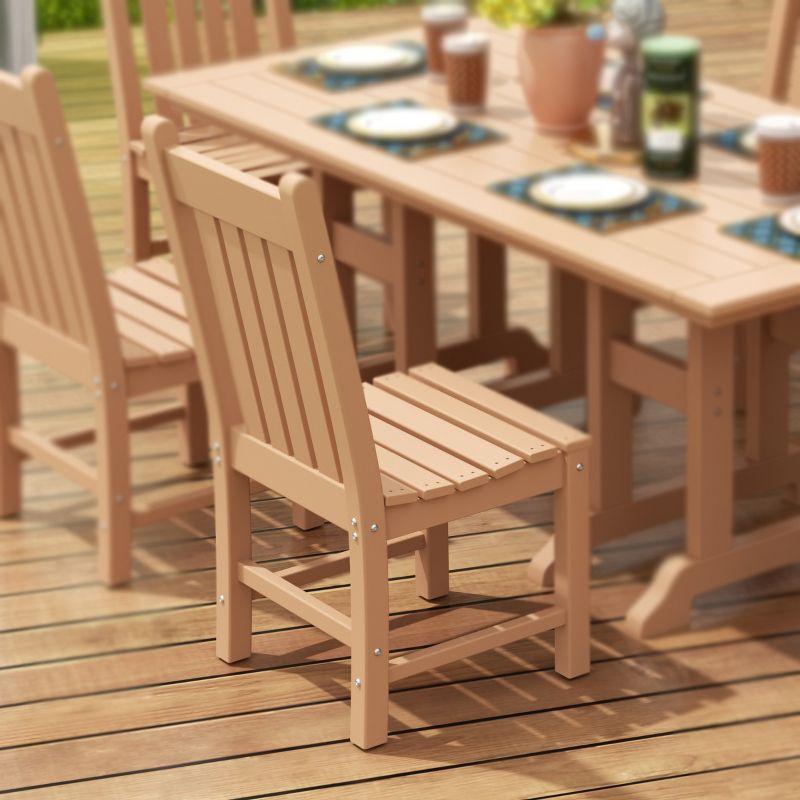 Teak Armless Outdoor Dining Chair with Plastic Seat