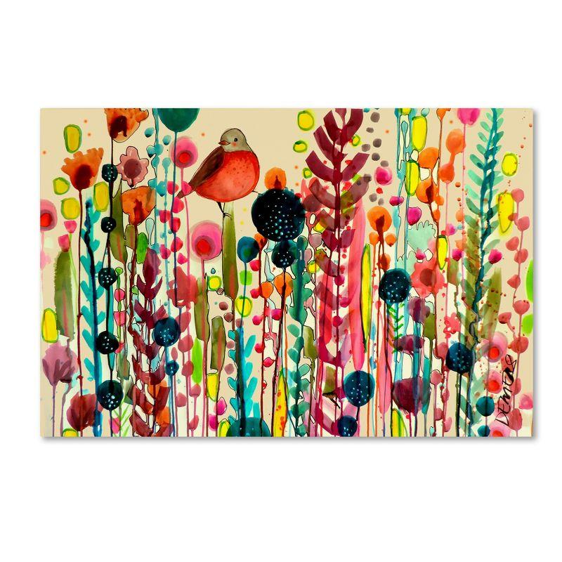 Multicolor Floral and Bird Modern Canvas Wall Art