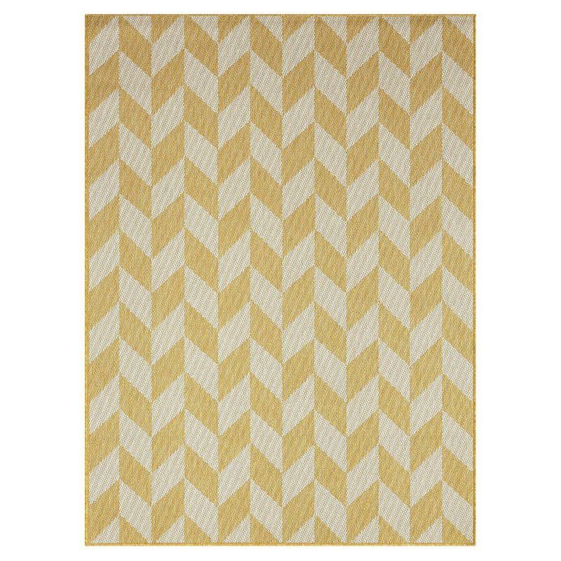 NICOLE MILLER NEW YORK Patio Country Calla Herringbone Indoor/Outdoor Area Rug, Yellow/Cream
