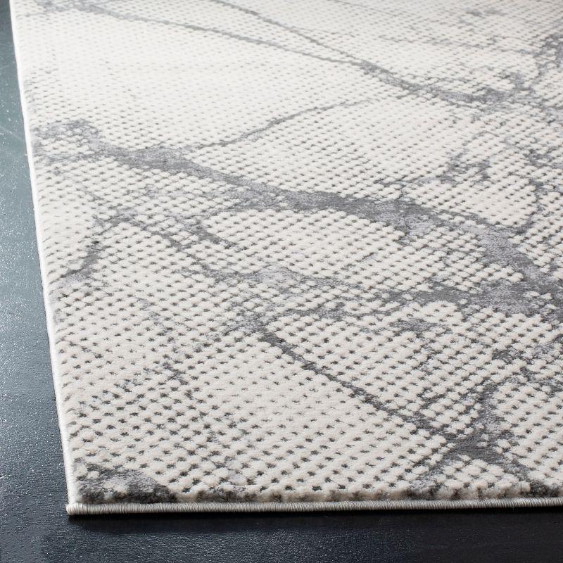 Abstract Silhouette Hand-Knotted Gray Synthetic Area Rug - 5'3" x 7'6"