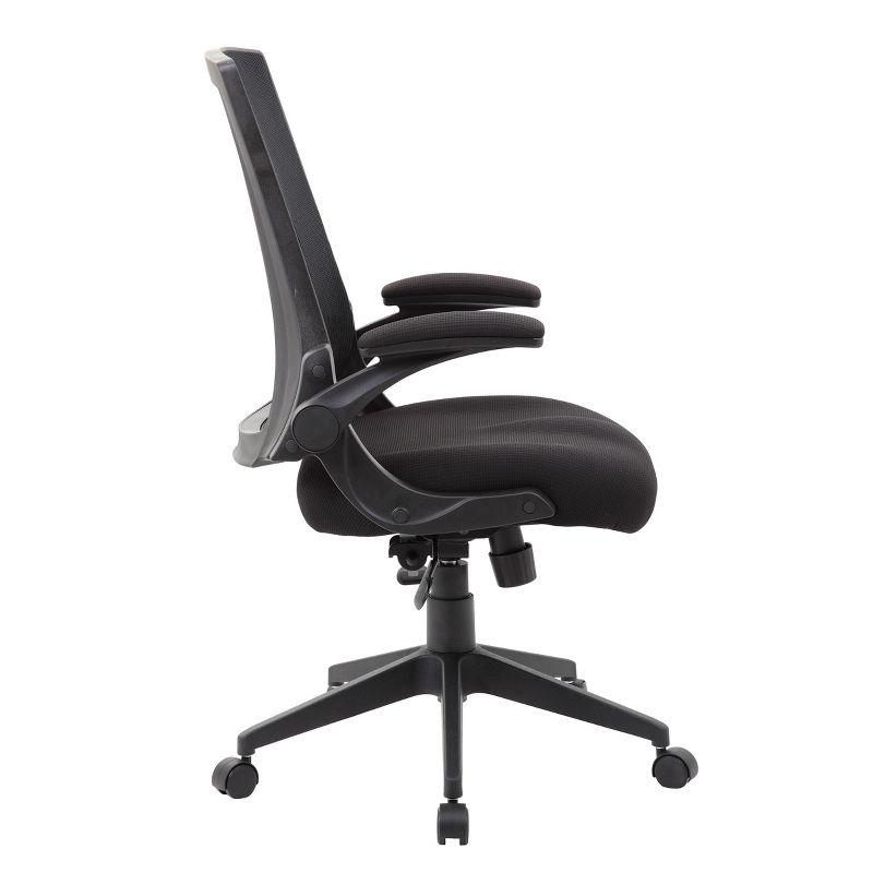 Boss Mesh Back Flip Arm Task Chair Black: Ergonomic Design, Nylon Base, Foam Padding, 275lb Capacity